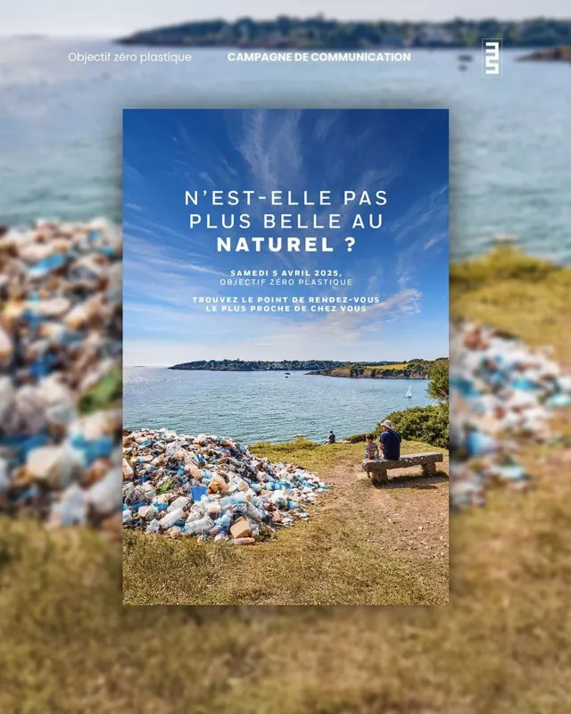 Affiche de sensibilisation sur les déchets au bord du littoral