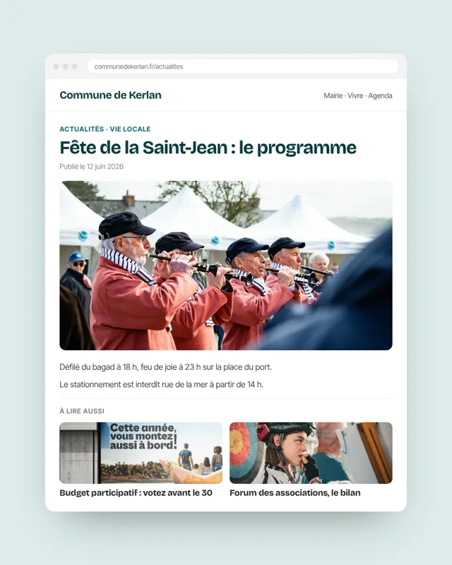 Exemple d’actualité publiée sur le site d’une commune