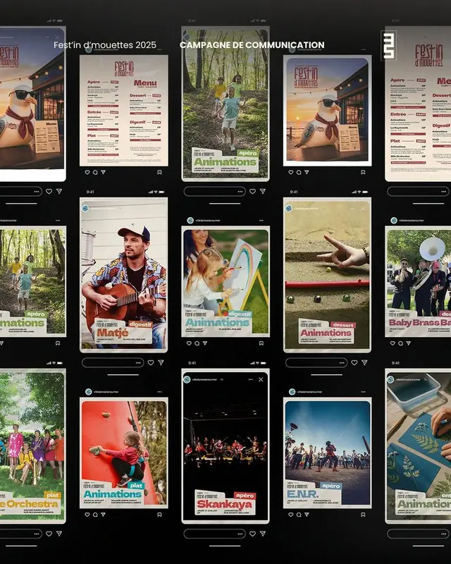 Publications d’une commune pour les réseaux sociaux, affichées en grille