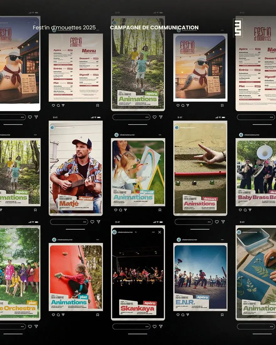 Publications d’une commune pour les réseaux sociaux, affichées en grille
